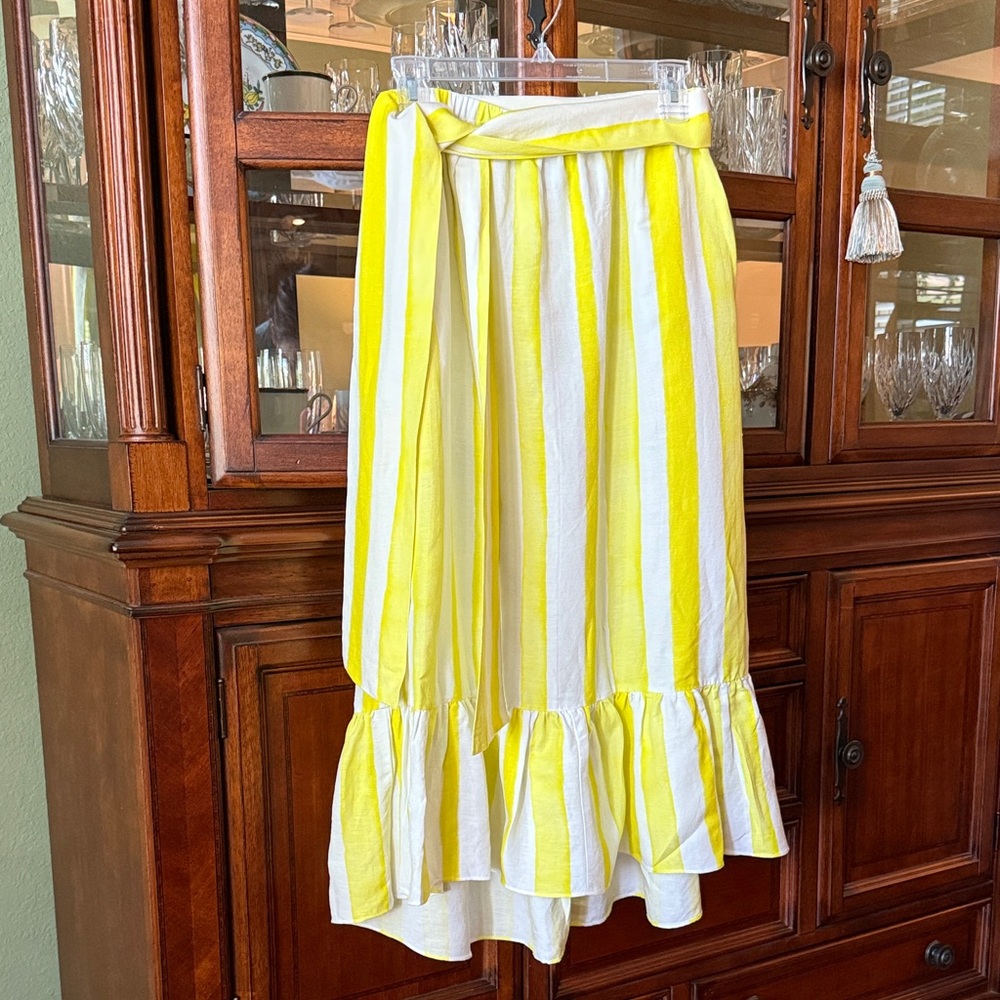 Tuckernuck Bright Yellow and White Midi Skirt